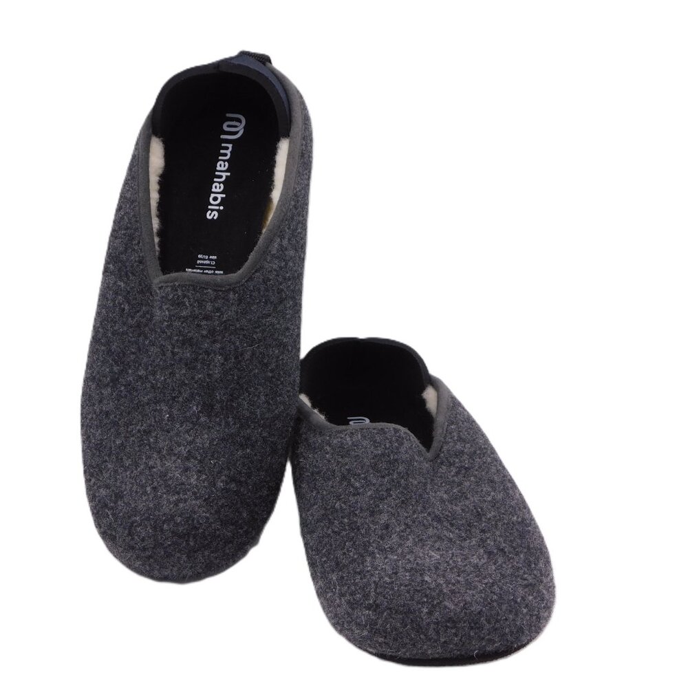mahabis Classic Slippers | Wool Lined | Dark Gray | No Outsole | NWOT | 39 / 8